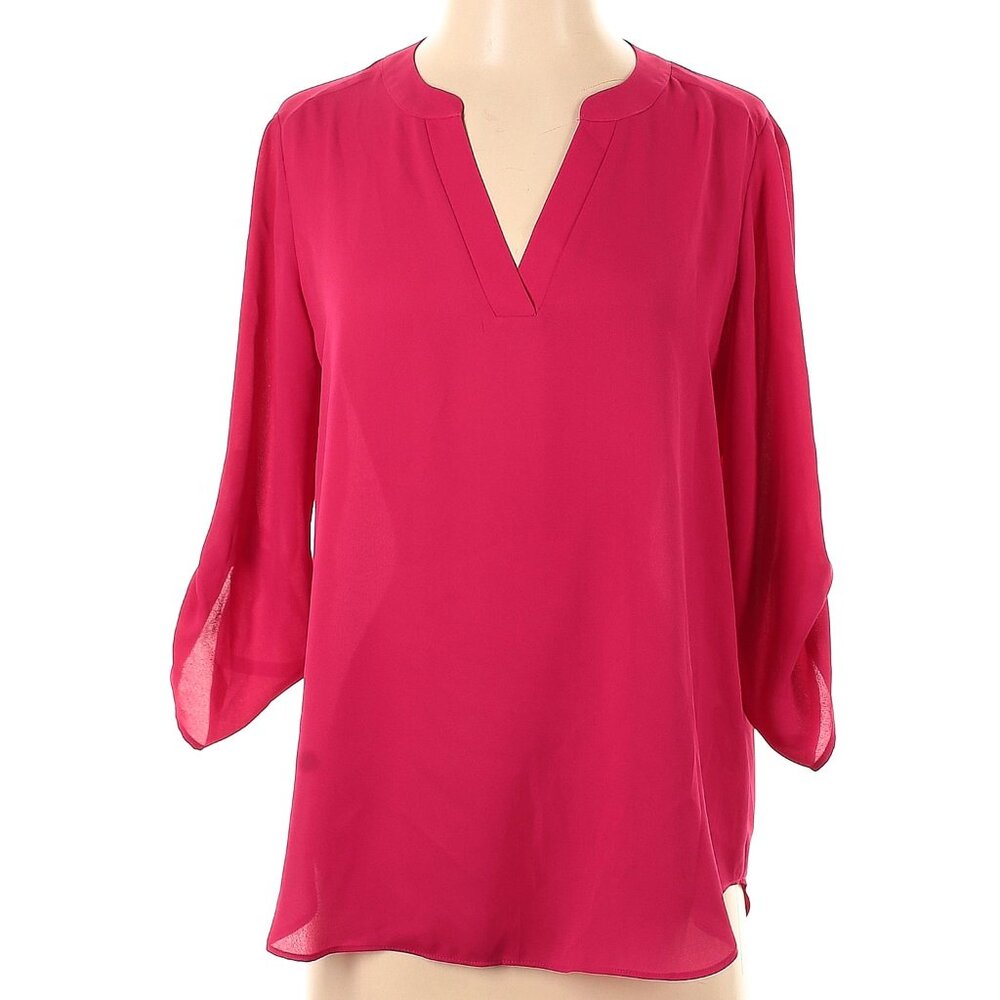 Chaus New York Pink Roll Sleeve Tunic Blouse Size XL